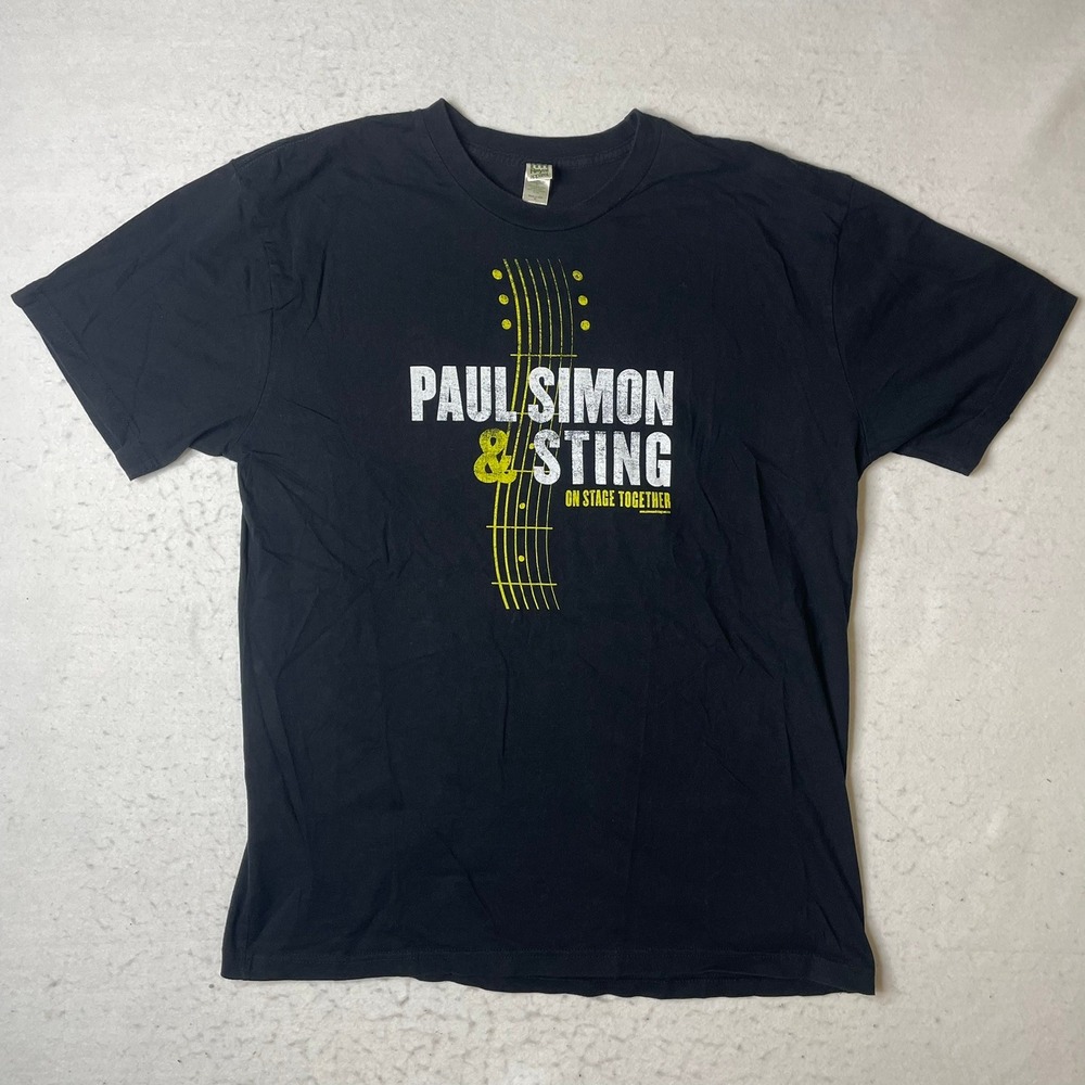 Paul Simon & Sting On Stage Together Tour 2014 Black‎ Organic Cotton T Shirt XL